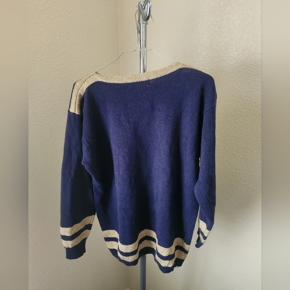 Alfred Dunner Vintage 90s Blue Cotton Blend Nautical Sweater - Picture 3 of 3